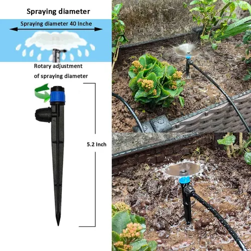 Miniatura 8 de Sistema de riego por goteo de 160 pies con temporizador de agua para jardín, manguera de agua principal ID 1/2 pulgada 30 pies, 1/4 pulgadas 130