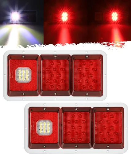 Miniatura 8 de Partsam 2 luces LED de triple cola 45 LED, montaje vertical u horizontal, luces traseras LED rectangulares de montaje vertical u horizontal, luces