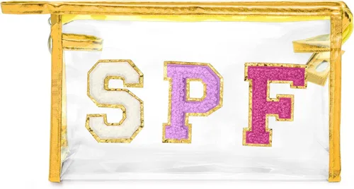 Miniatura 10 de Preppy Patch - Bolsa de cosméticos transparente para verano, bolsa de aseo universitaria, bolsa de maquillaje, bolsa de viaje, playa, para mujeres