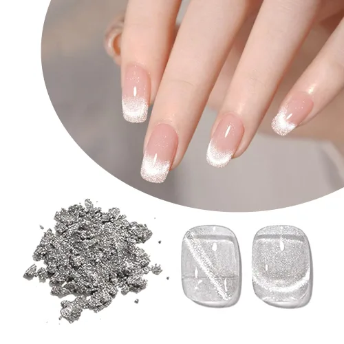 Miniatura 7 de Polvo cromado para uñas de ojo de gato, polvo cromado para esmalte de uñas de gel, pigmento de efecto ojo de gato plateado para decoración de diseño