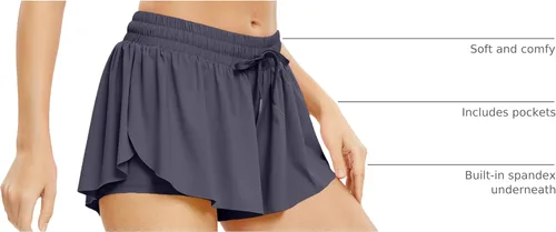 Miniatura 82 de Blaosn Pantalones cortos atléticos fluidos para mujer, gimnasio, yoga, entrenamiento, correr, pantalones cortos de tenis, falda falda linda, ropa