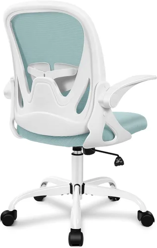 Miniatura 8 de Primy Silla de Oficina Ergonómica Silla de Escritorio con Reposabrazos Abatibles Silla Giratoria de Escritorio de Malla Transpirable para Caqui