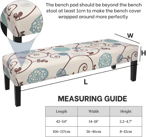 Miniatura 3 de SearchI Funda para banco de comedor, fundas largas elásticas y lavables para asiento de banco de banco rectangular, para comedor, sala de estar