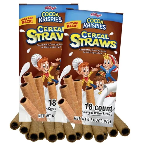 Miniatura 7 de Kellogg's - Pajitas de cereales Froot Loops 2025, alternativas de paja de desayuno comestible para leche, regalo nostálgico infantil de los años 90