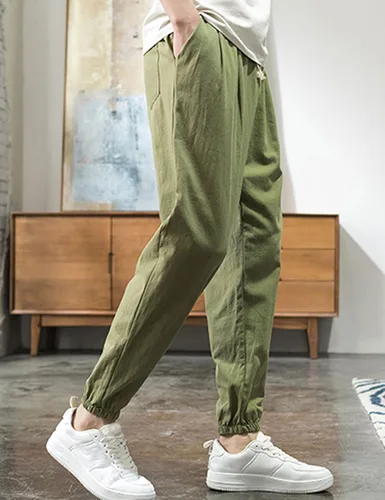 Miniatura 3 de Zontroldy Pantalones de algodón y lino para yoga, golf, playa, jogger, sudor, descanso, harem, pantalones