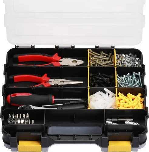 Miniatura 5 de EMENTOL Organizador de herramientas de doble cara con separadores de plástico personalizables/extraíbles, caja de almacenamiento para tornillos
