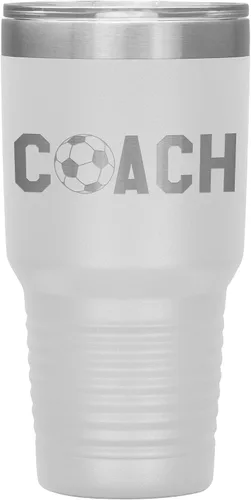 Miniatura 17 de Vaso de entrenador de fútbol, regalo de entrenador de fútbol, 30 onzas, con aislamiento, grabado de acero inoxidable, color negro