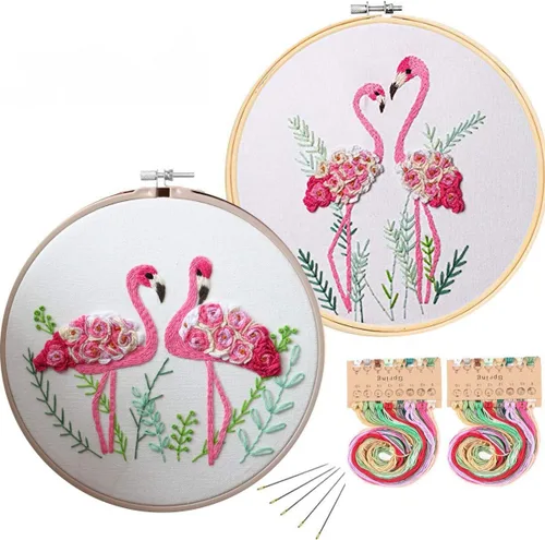 Miniatura 8 de Konrisa Kit de Bordado Estampado con Patrón Floral DIY Kits de Punto de Cruz para Adultos Flores Plantas Kit de Iniciación de Bordado con Hilo