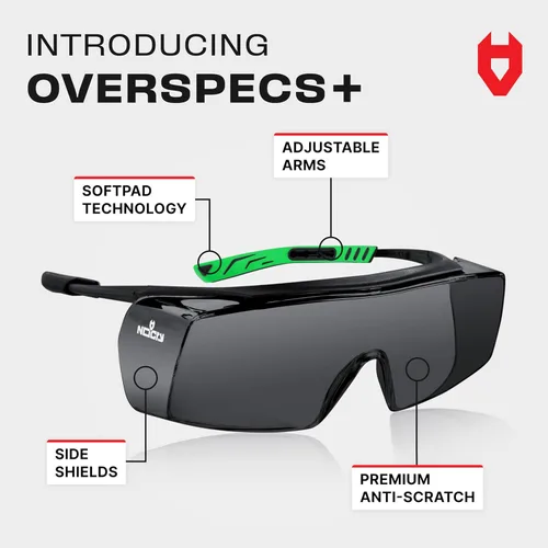 Miniatura 2 de NoCry Gafas de Seguridad Tintadas Sobre Anteojos para Hombres y Mujeres con Lentes Envolventes Antiarañazos — Certificadas UV400 y ANSI Z87