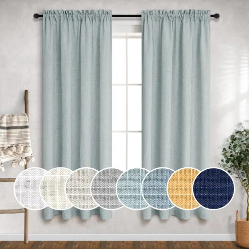 Miniatura 74 de Cortinas blancas puras de 38 pulgadas de ancho para dormitorio, juego de 2 paneles de cortinas de privacidad con bolsillo para barra, cortinas