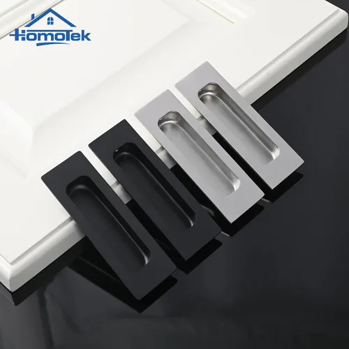 Miniatura 3 de HOMOTEK Paquete de 2 tiradores de puerta corrediza empotrados de 4.724 in, tiradores de dedos empotrados para manijas de puerta corrediza
