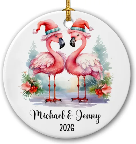 Miniatura 12 de Adorno de cerámica personalizado para pareja de leones 2026, regalos para parejas recién nacidas, novio, novia, adorno para parejas de leones, árbol