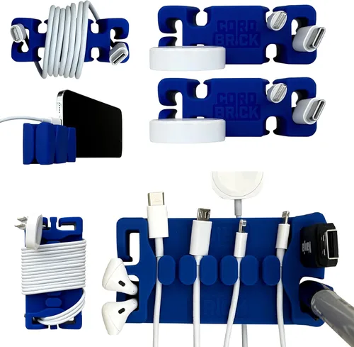 Miniatura 11 de CordBrick /DeskBrick - Paquete de soportes para cables con peso para mesita de noche y escritorio, cargador de teléfono, organizador de cables