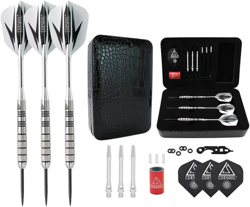CUESOUL Dardos profesionales de punta de acero de tungsteno-1.06 oz/0.99 oz/0.92 oz/0.88 oz/0.85 oz/0.78 oz Estuche de lujo