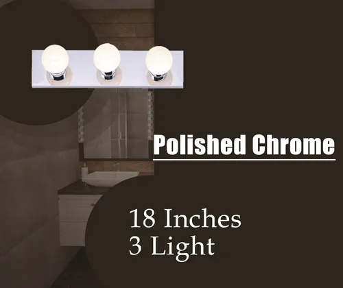 Miniatura 2 de Lighting - Tira de tres luces para tocador de estilo Hollywood con placas cromadas, accesorios de calidad de salón para dormitorio, baño, vestidor
