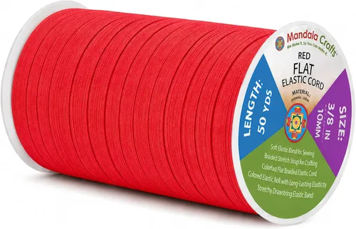 Miniatura 142 de Mandala Crafts - Rollo de cordón elástico plano para costura y manualidades Blanco