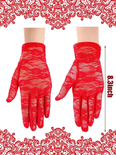 Miniatura 3 de SATINIOR Guantes de encaje para mujer, guantes cortos de encaje para fiesta de té, guantes elegantes de cortesía para bodas, cenas y fiestas