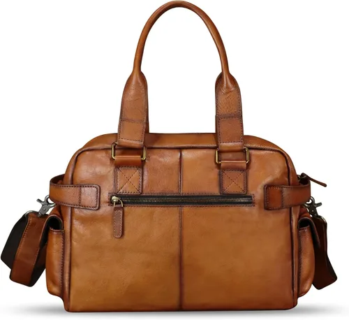 Miniatura 3 de Monederos y bolsos de cuero genuino para hombres y mujeres, bolso de mensajero de cuero real vintage para hombro