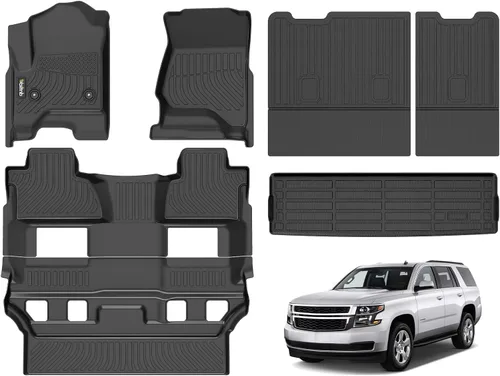 Miniatura 30 de Tapetes de piso para todo clima y forro de carga con respaldo para Chevrolet Suburban de 7 asientos 2021-2025 / GMC Yukon XL de 7 asientos