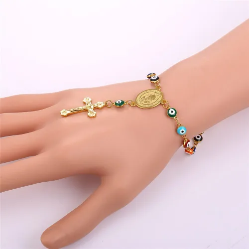 Miniatura 2 de U7 Christian Bracelets Stainless Steel 18K Gold Plated Cross Bracelet Saint Bendict Bracelet Rosary Bracelets for Men Women