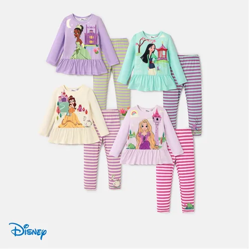 Miniatura 8 de Disney Conjunto de camiseta de manga larga con volantes y pantalones de princesa para niñas pequeñas