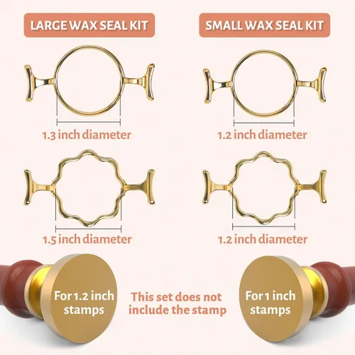 Miniatura 5 de Kit de Sello de Cera Yelsky con Sello de Cera de 1 Pulgada - 2 Moldes de Sello Metálicos con Forma de Flor Redonda, Alfombrilla de Silicona para 2