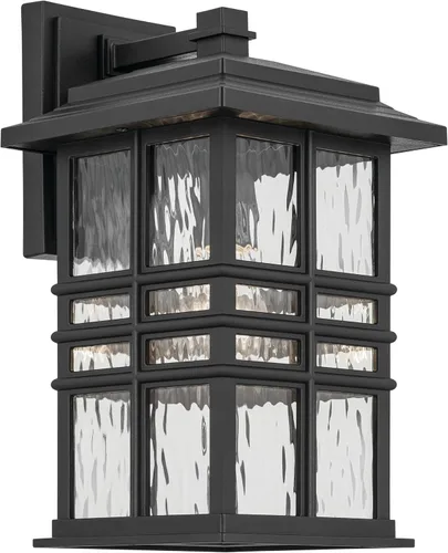 Miniatura 15 de Kichler Beacon 49829BKT - Lámpara de pared cuadrada de 12 pulgadas para exteriores con cristal martillado transparente en negro texturizado