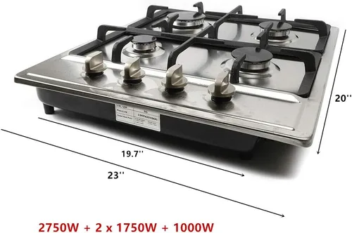 Miniatura 3 de Estufa de gas Gas Gas GLPG, Quemador de estufa de vidrio templado, 4 quemadores, parrilla de gas integrada (4 quemadores, 23 x 20 pulgadas)