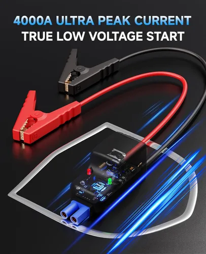 Miniatura 6 de Arrancador de salto con compresor de aire, caja de salto portátil de coche de 4000 A 12 V, inflador de neumáticos de 150 PSI, batería de inflador