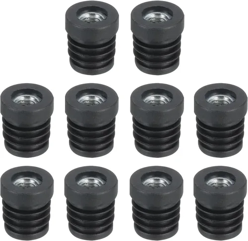 Miniatura 16 de Uxcell 4 piezas de insertos roscados M8 para tubo redondo de 0.748 in/0.75 pulgadas, insertos de plástico negro para tapas de extremos de silla