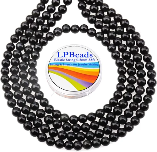 Miniatura 9 de LPBeads 100 piezas de cuentas sueltas de jade blanco natural pulido de 8 mm y redondo con cordón elástico para hacer joyas y pulseras Jade blanco