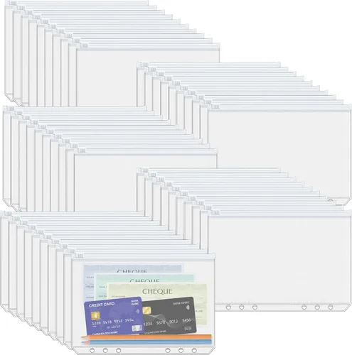 Miniatura 9 de Antner 20 piezas de bolsillos para carpeta A5 con 6 agujeros, insertos para planificador de presupuesto, sobres para rellenar con efectivo