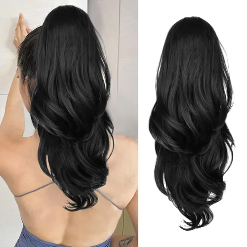 Miniatura 36 de Extensión de cola de caballo rubio, extensión de cola de caballo con cordón de 20 pulgadas para mujeres, extensiones de cabello de cola de caballo
