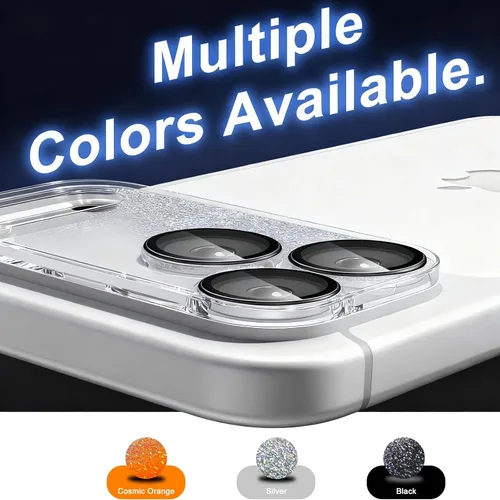 Miniatura 4 de surundo Protector de cámara para iPhone 17 Pro, diseño de purpurina brillante que fluye líquido, funda para teléfono con arena movediza y protección