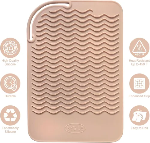 Miniatura 8 de Alfombrilla de viaje de silicona resistente al calor de 11 x 7.5 pulgadas para herramientas de peinado del cabello, alisadores de cabello, Rosa rubor