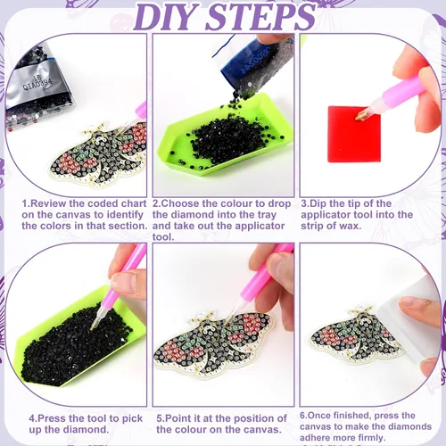 Miniatura 4 de FairySandy Juego de 20 llaveros de pintura de diamante de mariposa 5D, kits de llaveros de arte de diamantes de mariposa 5D, kits de llaveros