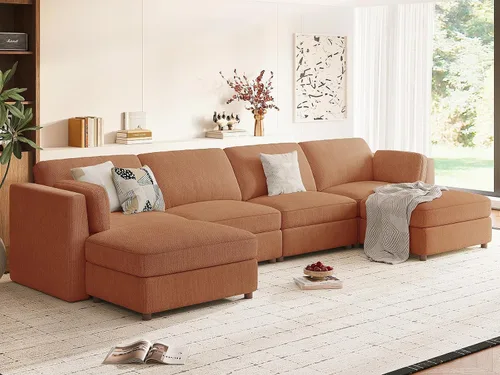 Miniatura 19 de Sofá biplaza extragrande de 83.5 pulgadas, sofás para sala de estar, sofá nube de felpilla de asiento profundo, sofá modular seccional, funda
