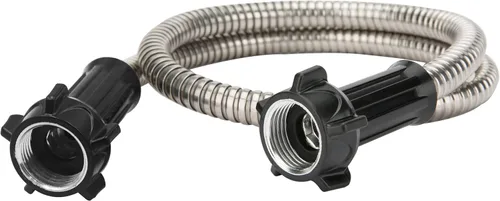 Miniatura 4 de Yanwoo Manguera de jardín corta de acero inoxidable 304 de 2 pies con conector hembra a hembra, manguera de agua, manguera de metal, manguera