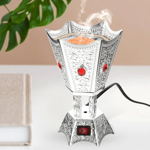 Miniatura 4 de MAGICLULU Quemador de incienso eléctrico para aromaterapia en el hogar, quemador de mesa con cuerpo de metal compacto, 6.69 x 4.52 x 4.52 pulgadas