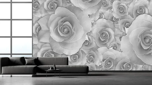 EGD Papel tapiz floral en blanco y negro, decoración de habitación para despegar y pegar, decoración de papel de pared para sala de estar,