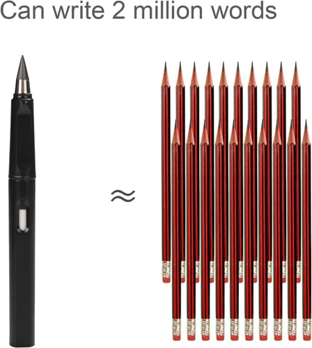 Miniatura 3 de Lápices eternos, bolígrafo sin tinta, lápiz infinito, sin necesidad de sacapuntas 0.7mm, 4 lápices con 8 puntas reemplazables (negro blanco)