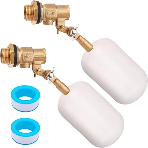 Válvula de flotador de agua de 1/2 pulgada, válvula de bola flotante de latón con brazo ajustable, llenado automático y válvula de control de nivel