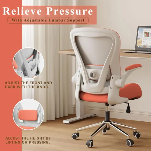 Miniatura 4 de Silla ergonómica de escritorio de oficina, cojín de asiento curvado grueso de tela suave con soporte lumbar ajustable, mezcla perfecta de comodidad