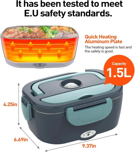 Miniatura 7 de APSARAS Fiambrera eléctrica de 60-80 W, calentador de alimentos, 3 en 1, ultra rápido, para adultos, calentador de alimentos portátil de 12 V/24
