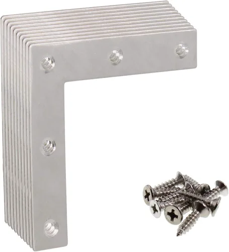 Miniatura 8 de Soporte de Esquina en Forma de L de Acero Inoxidable para Madera, Soporte de Unión y Fijación para Estantes, Muebles y Gabinetes, Juego de 10
