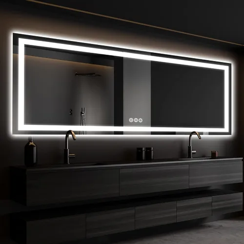 Miniatura 72 de ISKM Espejo LED con marco para baño de 40"x30", espejo de baño LED regulable con luces, antivaho, espejo iluminado frontal y retroiluminado de 3