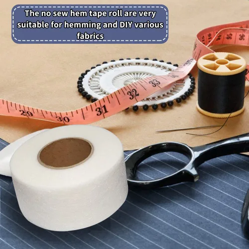 Miniatura 3 de Cinta de dobladillo para planchar, sin costura, cinta adhesiva resistente para reparar cortinas, prendas gruesas y telas de 70 yardas, 1 rollo