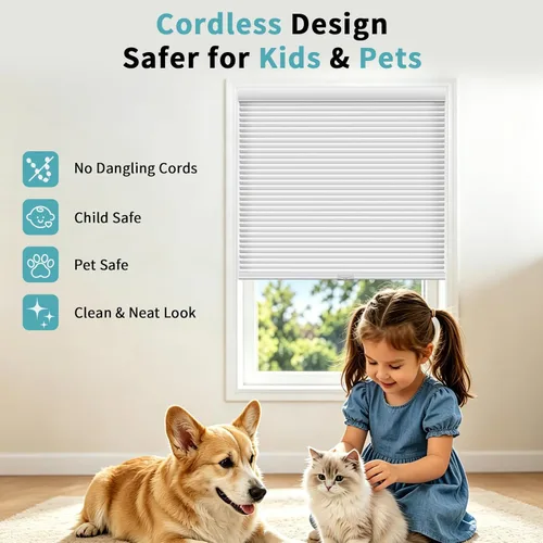 Miniatura 3 de MYshade Persianas celulares sin cordones para ventanas de interior, con celda de panal, de 1.5 pulgadas, tela transparente de acordeón, fácil
