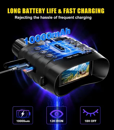 Miniatura 8 de Binoculares de visión nocturna, gafas de visión nocturna a todo color 4K de 10000 mAh, zoom digital de 48 MP 8X de 1968 pies