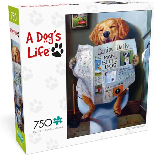 Buffalo Games - Dog Gone Funny - Rompecabezas de 750 piezas, multicolor, 23.6 in de largo x 17.7 in de ancho